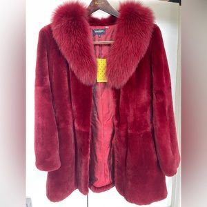 Luisa Spagnoli Red Fur Coat size S